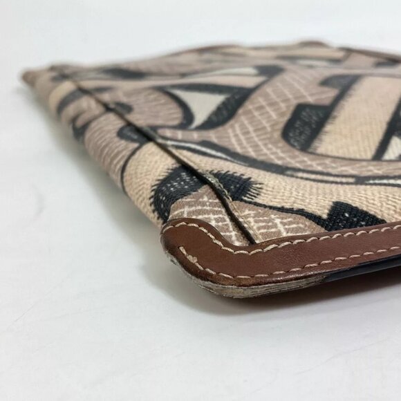 BURBERRY bag TB whole pattern fastener zip Clutch bag PVC/Leather Brown - Picture 4 of 13